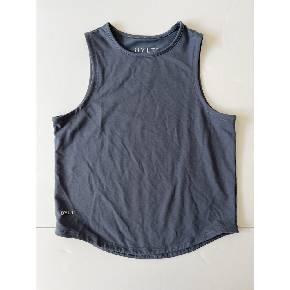 BYLT Premium Basics Signature Tank Top Women S Dusty Blue Stretch Athleisure